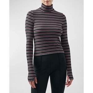 ATM Anthony Thomas Melillo Striped Turtleneck Top‎ Size Large Black Pink